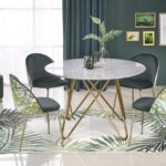 bonello söögilaud ümmargune sistra mööbel pood eksklusiivne kuldne atraktiivne uus stiil klassikaline marmor imitatsioon disain kodu kohvik restoran tuba ruum salong
