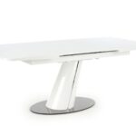 odense valge läikiv laud kroom alusel sistra mööbel pikendatav vaheplaadiga mehhanismiga mugav ja ilus uus tehnika 12