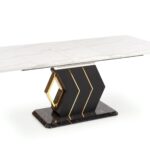 vincenzo söögilaud marmor efekt sistra mööbel must valge kuld kombinatsioon stiilne luksuslik disain suured ruumid pikendatav