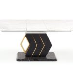 vincenzo söögilaud marmor efekt sistra mööbel must valge kuld kombinatsioon stiilne luksuslik disain suured ruumid pikendatav 00