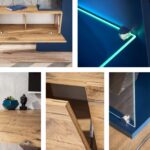 marino kaasaegne sektsioon Dark Blue, Flagstaff Oak tamm tumesinine sistra mööbel kodu sisustus kapp riiul vitriinkapp 2