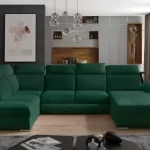 EVANELL roheline U-kujuline nurgadiivanvoodi sistra mööbel elutuba moodne kodu uus sisustus 2