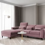 FOBLE roosa L-kujuline nurgadiivanvoodi sistra mööbel elutuba moodne kodu uus sisustus 2